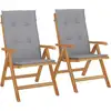Image de vidaXL Chaises de jardin avec coussins 2 pcs. Bois massif teck