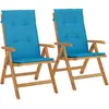 Image de vidaXL Chaises de jardin avec coussins 2 pcs. Bois massif teck