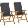 Image de vidaXL Chaises de jardin avec coussins 2 pcs. Bois massif teck