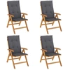 Image de vidaXL Chaises de jardin avec coussins 4 pcs. Bois massif teck