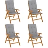 Image de vidaXL Chaises de jardin avec coussins 4 pcs. Bois massif teck