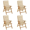 Image de vidaXL Chaises de jardin avec coussins 4 pcs. Bois massif teck
