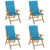 Image de vidaXL Chaises de jardin avec coussins 4 pcs. Bois massif teck