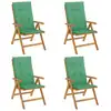 Image de vidaXL Chaises de jardin avec coussins 4 pcs. Bois massif teck
