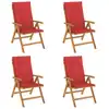 Image de vidaXL Chaises de jardin avec coussins 4 pcs. Bois massif teck