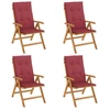Image de vidaXL Chaises de jardin avec coussins 4 pcs. Bois massif teck