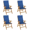 Image de vidaXL Chaises de jardin avec coussins 4 pcs. Bois massif teck