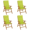 Image de vidaXL Chaises de jardin avec coussins 4 pcs. Bois massif teck