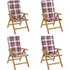Image de vidaXL Chaises de jardin avec coussins 4 pcs. Bois massif teck