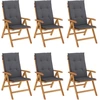 Image de vidaXL Chaises de jardin avec coussins 6 pcs. Bois massif teck