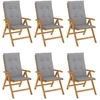 Image de vidaXL Chaises de jardin avec coussins 6 pcs. Bois massif teck