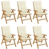 Image de vidaXL Chaises de jardin avec coussins 6 pcs. Bois massif teck