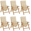 Image de vidaXL Chaises de jardin avec coussins 6 pcs. Bois massif teck