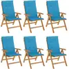 Image de vidaXL Chaises de jardin avec coussins 6 pcs. Bois massif teck