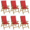 Image de vidaXL Chaises de jardin avec coussins 6 pcs. Bois massif teck