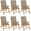Image de vidaXL Chaises de jardin avec coussins 6 pcs. Bois massif teck