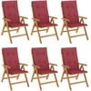 Image de vidaXL Chaises de jardin avec coussins 6 pcs. Bois massif teck