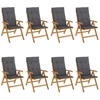 Image de vidaXL Chaises de jardin avec coussins 8 pcs. Bois massif teck