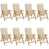 Image de vidaXL Chaises de jardin avec coussins 8 pcs. Bois massif teck