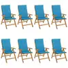 Image de vidaXL Chaises de jardin avec coussins 8 pcs. Bois massif teck