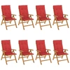 Image de vidaXL Chaises de jardin avec coussins 8 pcs. Bois massif teck