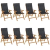 Image de vidaXL Chaises de jardin avec coussins 8 pcs. Bois massif teck