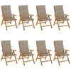 Image de vidaXL Chaises de jardin avec coussins 8 pcs. Bois massif teck