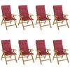 Image de vidaXL Chaises de jardin avec coussins 8 pcs. Bois massif teck