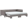 Image de vidaXL Lit de jour extensible avec matelas Taupe 90x200 cm Tissu