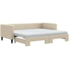 Image de vidaXL Lit de jour extensible avec matelas Crème 90x200 cm Tissu