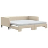 Image de vidaXL Lit de jour extensible avec matelas Crème 100x200 cm Tissu