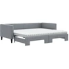 Image de vidaXL Lit de jour extensible avec matelas gris clair 90x190 cm Tissu