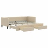 Image de vidaXL Lit de jour extensible avec tiroirs Crème 80x200 cm Tissu