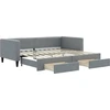 Image de vidaXL Lit de jour extensible avec tiroirs gris clair 90x200 cm Tissu