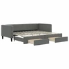 Image de vidaXL Lit de jour extensible avec tiroirs gris foncé 90x200 cm Tissu