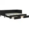 Image de vidaXL Lit de jour extensible avec tiroirs noir 90x200 cm Tissu