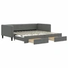 Image de vidaXL Lit de jour extensible avec tiroirs gris foncé 100x200 cm Tissu