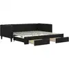 Image de vidaXL Lit de jour extensible avec tiroirs noir 100x200 cm Tissu