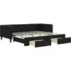 Image de vidaXL Lit de jour extensible avec tiroirs noir 90x190 cm Tissu