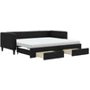 Image de vidaXL Lit de jour extensible avec tiroirs noir 90x200 cm Tissu