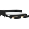 Image de vidaXL Lit de jour extensible avec tiroirs noir 100x200 cm Tissu