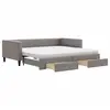 Image de vidaXL Lit de jour extensible avec tiroirs Taupe 100x200 cm Tissu