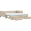 Image de vidaXL Lit de jour extensible avec tiroirs Crème 100x200 cm Tissu