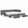 Image de vidaXL Lit de jour extensible avec tiroirs gris foncé 90x190 cm Tissu