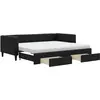 Image de vidaXL Lit de jour extensible avec tiroirs noir 90x190 cm Tissu