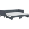 Image de vidaXL Lit de jour extensible avec matelas gris foncé 90x200 cm velours