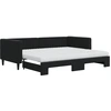 Image de vidaXL Lit de jour extensible avec matelas noir 90x200 cm velours