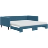 Image de vidaXL Lit de jour extensible avec matelas bleu 100x200 cm velours