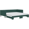 Image de vidaXL Lit de jour extensible avec matelas Vert foncé 100x200 cm Velours