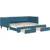 Image de vidaXL Lit de jour extensible avec tiroirs bleu 90x200 cm velours